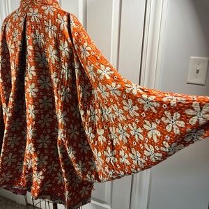Kantha Bae Top Burnt Orange, Button Up, Bat Wing Sleeve